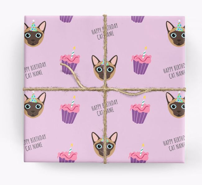 'Happy Birthday (Cupcakes)' - Personalized {breedFullName} Wrapping Paper